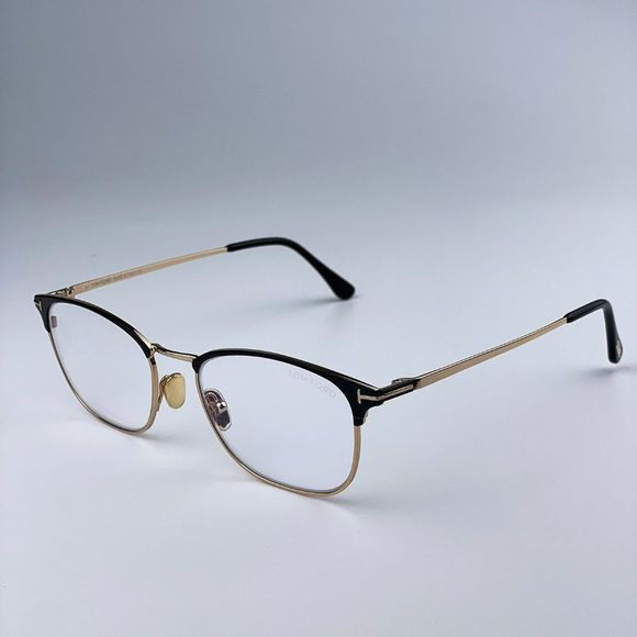 Tom Ford FT5750-B 001 Eyeglasses Black Gold Blue Block Square Unisex - Picture 5 of 12